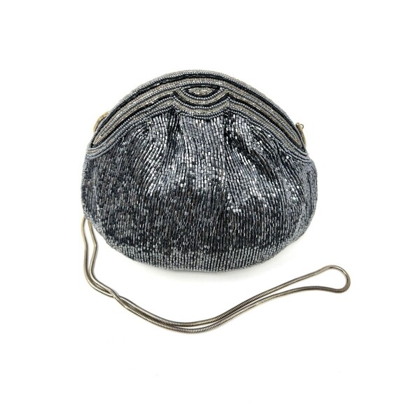 Neiman Marcus Handbags - Vintage Neiman Marcus Beaded Clamshell Purse Satin Evening Bag 20s Gatsby Party